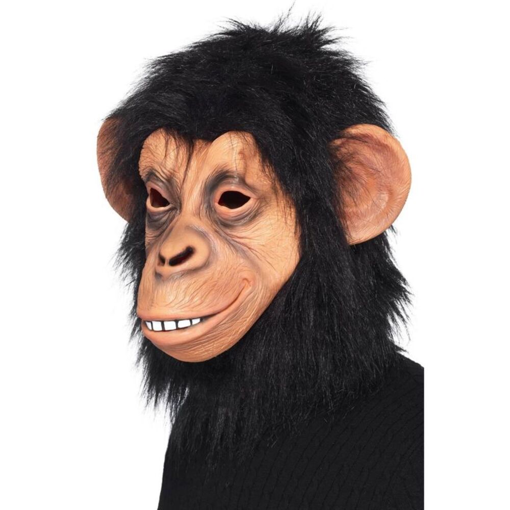Smiffys Unisex Adult Chimpanzee Mask / Black/Beige